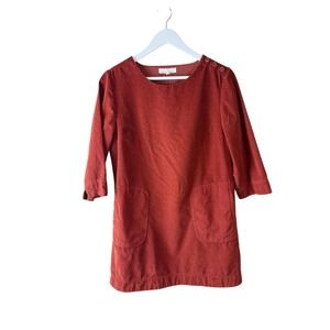 Seasalt Cornwall St Mawgan Burnt Orange Cotton Corduroy Tunic Dress Womens 10